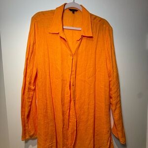 Massimo Dutti Bright Orange Button-Down Shirt